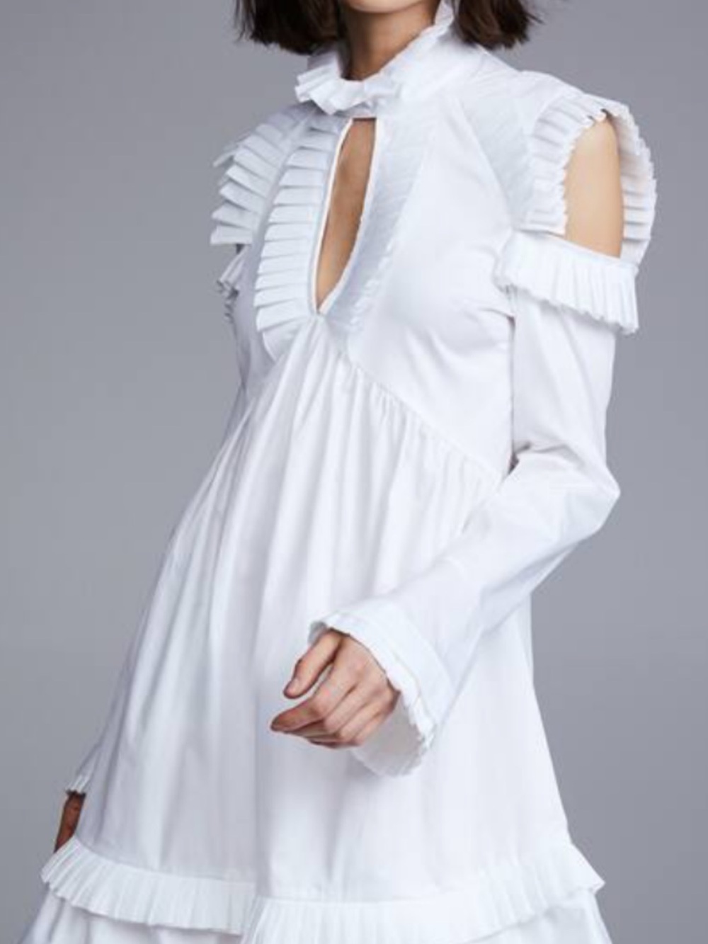 Maggie Marilyn White Cold-Shoulder Ruffle Tiered Dress from neiman Marcus